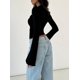 thumbnail image 4 of Top corto Miqil para mujer, encaje Y2K, manga larga, cuello en V, floral, 4 of 5