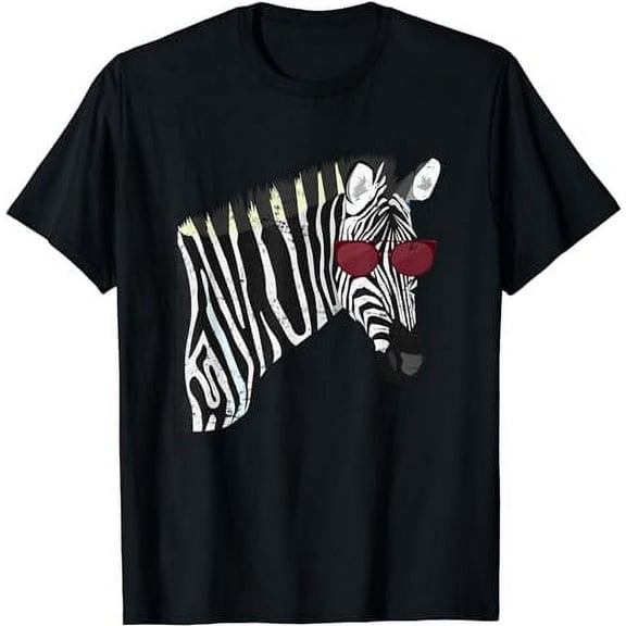 Funny Cool Zebra Wearing Red Glasses Unisex Graphic Short Sleeve T-Shirt