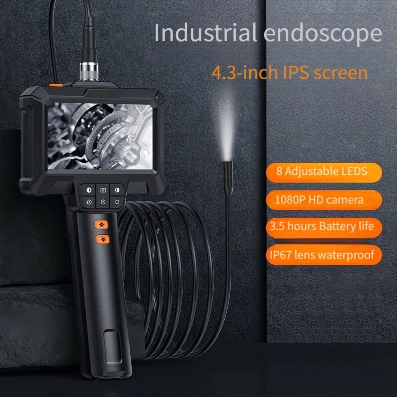Endoscope Camera with Light, IP67 Waterproof Borescope Camera with 16.5ft Semi-Rigid Cord, 4.3" LCD Screen Borescope with 8 Adjustable LED Lights, HD 1080P Inspection Camera Scope Camera