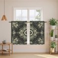 thumbnail image 3 of Sage Green Grey Boho Tier Curtains, Vintage Ethnic Geometric Abstract Light Filtering Kitchen Curtains, 2Pcs Rod Pocket Half Window Treatments Panels for Sink Cafe Cabinet Basement 27.5x45 Inches, 3 of 9