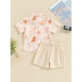 thumbnail image 5 of Elippeo Baby Kids Boys Shorts Set 6 12 18 24 Months 3 4 Years Short Sleeve Leaves Deer Tiger Print Shirt with Shorts Summer Outfit, 5 of 10