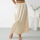 thumbnail image 2 of Vestido interior de satén para mujer, talla grande, cintura elástica, largo, con ribete de encaje, 2 of 7
