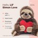 thumbnail image 2 of Peluche de peluche Bearington Sloth Lil' Simon Love, 16,5 cm, 2 of 9