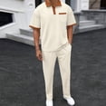 thumbnail image 1 of NTACZA Men's Pants Set Athletic Waffle Short Sleeve Tracksuits Mens Collared Color Block Sweatsuits 2X, 1 of 5