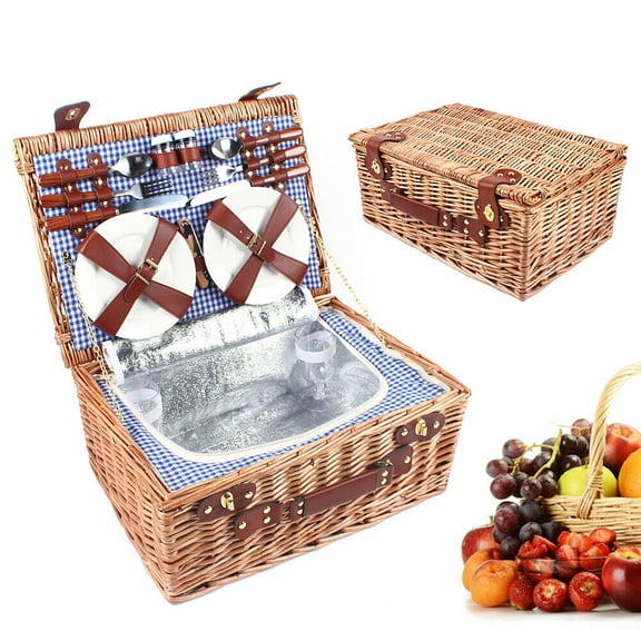 Camping Picnic Basket & Picnic Ware Set Large Food&Fruits Organizer Basket