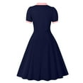 thumbnail image 3 of Roncen Women's Contrasting Collar Open Front Waist Cinched Dress - Elegant Casual A-Line Dress, 3 of 5