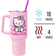 thumbnail image 3 of Sanrio Hello Kitty Waving Stainless Steel Tumbler with Handle and Straw, Fits in Standard Cup Holder, 40 Ounces, 3 of 8
