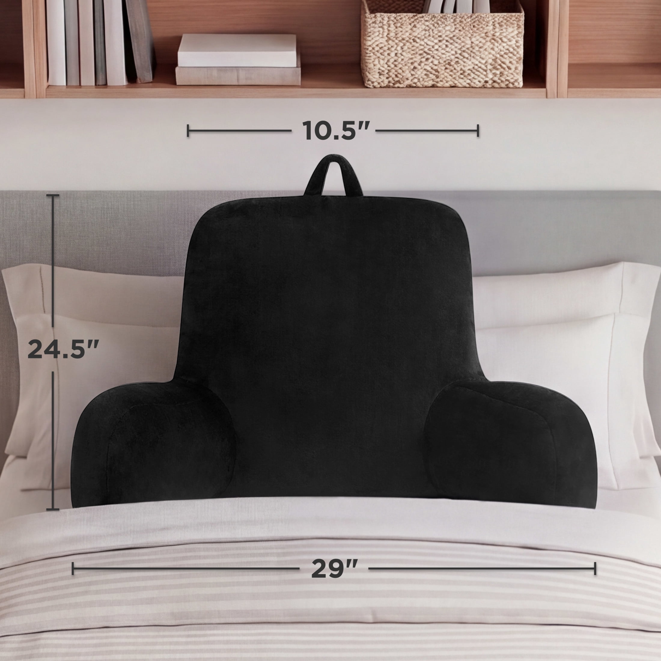 The Sheet Lab Plush Backrest Pillow, Black, 29" x 24.5" x 10.5"