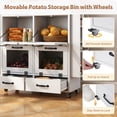 thumbnail image 2 of JOIVI 35.1" Potato and Onion Storage Bin on Wheels, 4-Tier Rolling Fruit and Vegetable Organizer with Side Rack & 2 Drawers, Movable Bread Box Cabinet with Mesh Doors for Kitchen, White, 2 of 8
