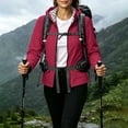 thumbnail image 3 of Lmueinov Womens Striped Lined Waterproof Hooded Windbreaker Jacket Zip Oxford Cloth Casual Outerwear with Pocket for Fall Winter Outdoor Hiking Daily Wear, 3 of 7