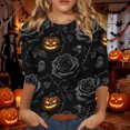 thumbnail image 2 of Bovemsi Cute Summer Tops Breathable Round‑Neck 3/4‑Sleeve Printed Blouse Fashion Outfits Clothes L, 2 of 4