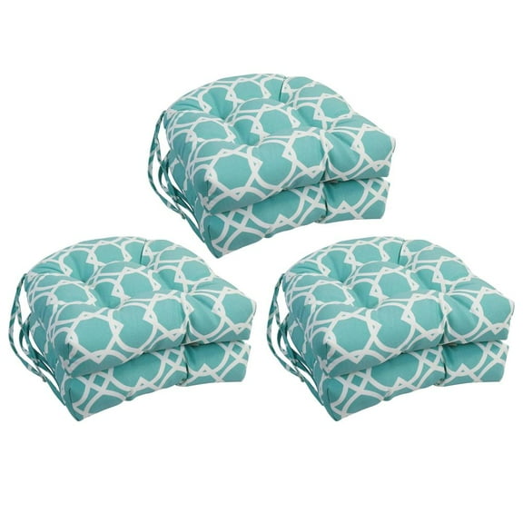 16-inch Spun Polyester Outdoor U-shaped Tufted Chair Cushions (Set of 6) 916X16US-T-6CH-OD-144