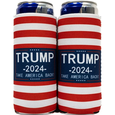 

QualityPerfection Can Cooler Sleeves Slim Neoprene 12oz Can Holder Set of 2 Take America Back