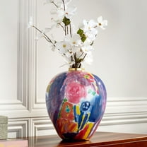 Dahlia Studios Fleur 13" High Purple and Pink Ceramic Decorative Vase