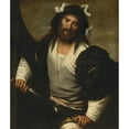 thumbnail image 2 of Pietro della Vecchia 12x14 Black Ornate Wood Framed Double Matted Museum Art Print Titled: Man Drawing a Sword (1640), 2 of 5