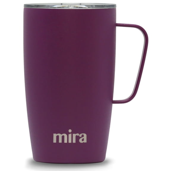 MIRA 18oz Coffee Mug with Handle & Lid, Stainless Steel Vacuum Insulated Tumbler, Iris