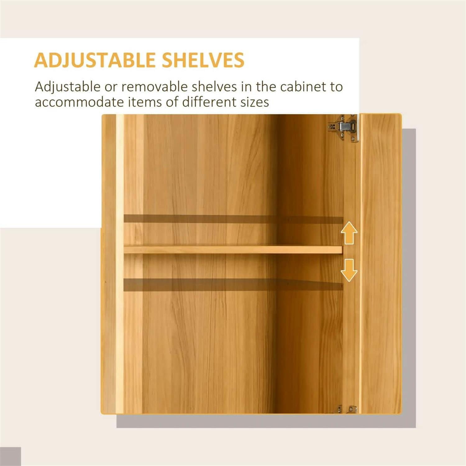 Demi Bonn 30" Large Wooden Kitchen Pantry Cabinet, Freestanding Storage with Doors & Shelves for Dining Room Organization, Brown