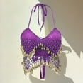 thumbnail image 2 of Tank Top for Women Dance Suit Bra Festival Dance Sling Sequined Chest Wrap (chest Pad Is Not Detachable) Womens Tops Boho Tops for Women, Color:Purple, Size:One Size, 2 of 4