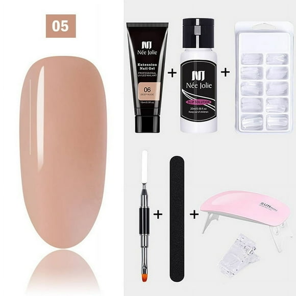 Kit de Gel à Ongles en Poly Extension 7 Pcs Tout pour Manucure Kit de Construction Rapide Vernis Gel