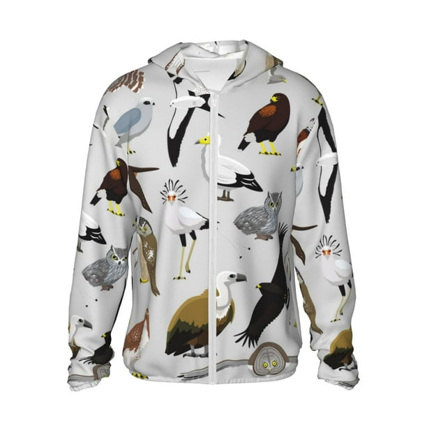 Balery Animal Bird Sudadera ligera de manga larga con capucha y protección solar UPF 50+ para hombre y mujer, ideal para pesca y running-3X-Large