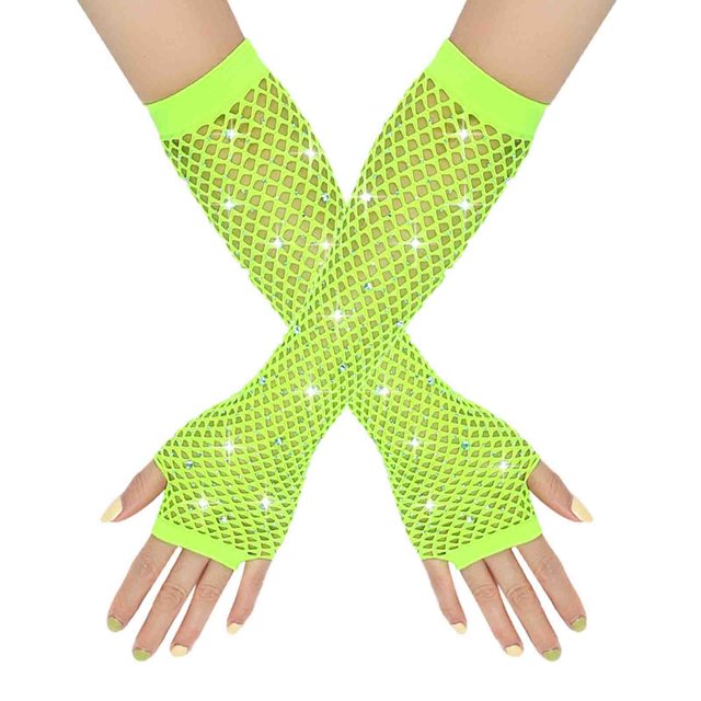 Gants en Résille des Années 80 pour Femmes Gants Longs Sans Doigts en Maille Accessoire Rétro Style Mode Fête