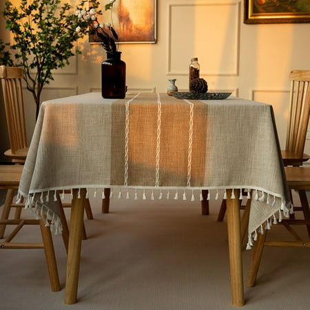 

RAINB Tablecloth Table Cover Flower Pattern Dining Embroidry Tassel Oilproof Rectangle
