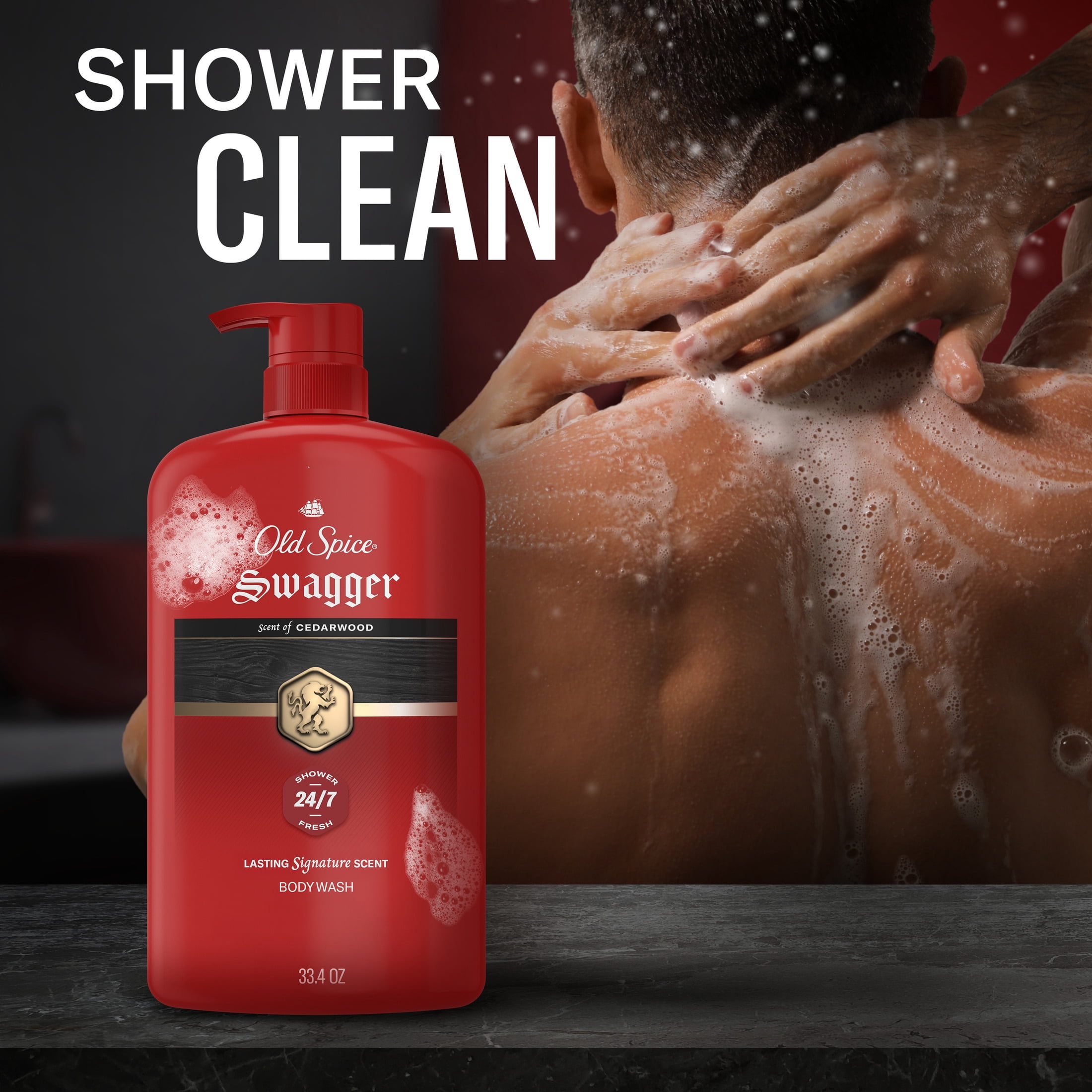 Old Spice Red Collection Body Wash for Men, Swagger Scent, Shower Fresh, Lasting Scent, 33.4 fl oz