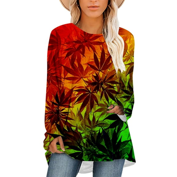 CLOOCL Women Plus Size Blouse Weeds Graphics 3D Print T-Shirt Long Sleeve Fashion Female Loose Girl Tops