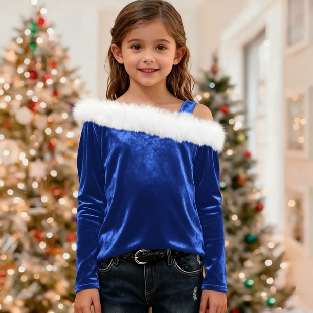 Blusa de manga larga de color liso para niñas de 4 a 14 años