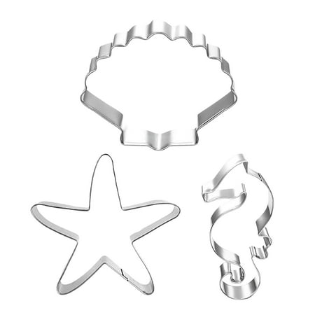 

VEAREAR 3Pcs/Set Cookie Mold Marine Organism Shape Ornamental Easy to Release Seahorse Starfish Seashells Cookie Cutter for Fondant