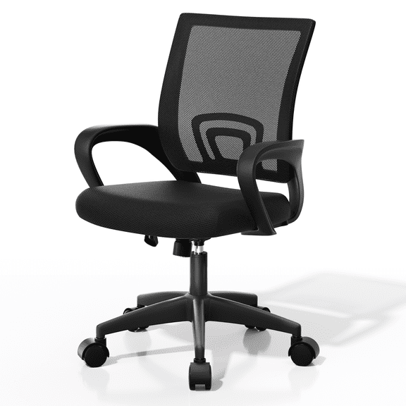 Monibloom 1PC Mesh Office Chair, Ergonomic Mid Back Computer Desk Chair with 2.8" Thick Seat, Lumbar Support, Black
