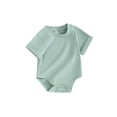 thumbnail image 2 of Musuos Baby Girls Boys Summer Romper 3 6 12 18M Infant Short Sleeve Crewneck Solid Color Casual Jumpsuit, 2 of 10