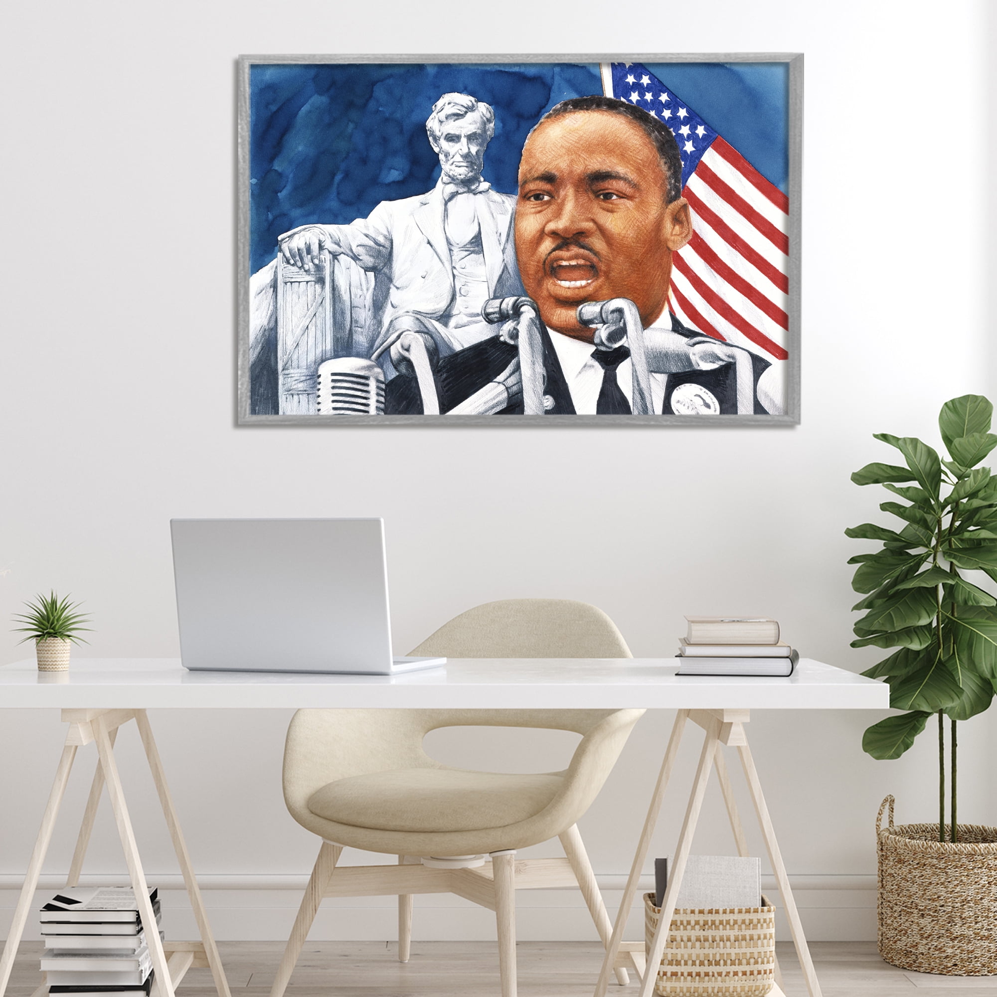 1960s American Speech Portrait Gray Framed Giclee Art, design by Wind River Studios