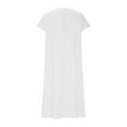 thumbnail image 5 of Summer Long Dress Womens Plus Size Linen Flowy Boho Dresses Short Sleeve V Neck Casual Beach Maxi Sundress (5XL, White), 5 of 6