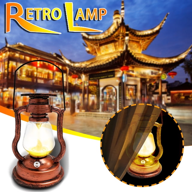 Xihbxyly Lámpara de Queroseno Portátil con Carga Solar, Luz Led Blanca Cálida, 8 Horas de Iluminación, Ideal para Acampar y Hacer Senderismo, Funciona con Pilas, Tamaño 10,7 X 17 Cm.
