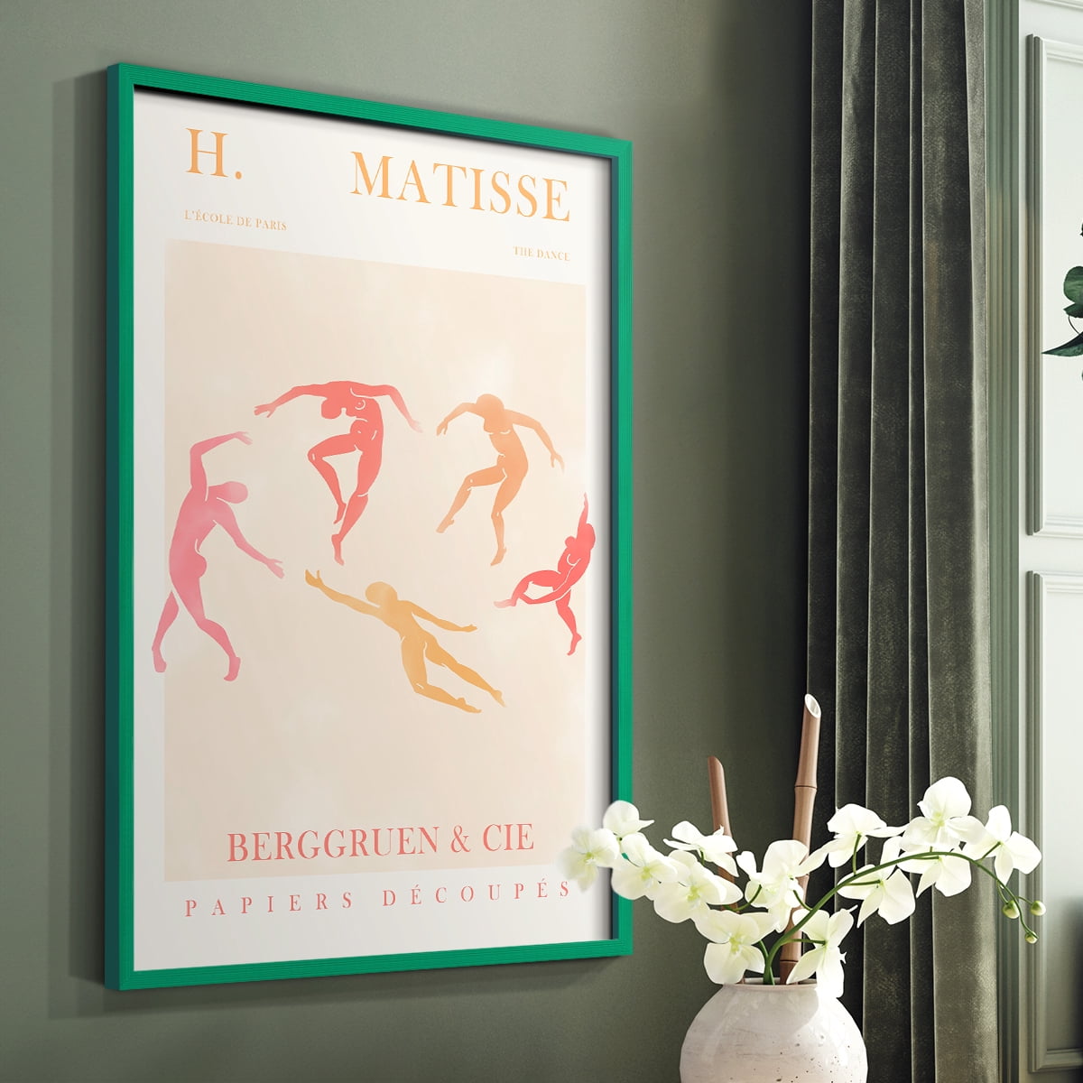 Matisse CDXCI in Green Solid Wood Framed Print No Nail Hanging