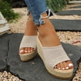 thumbnail image 6 of Samdudou Women Open Toe Espadrilles Platform Sandals Bohemia Summer Wedges Casual Thick Sole Add Height Shoes Fashion Summer Outdoor Beach Slides For Beach, Wedding, 6 of 7