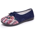 thumbnail image 5 of Floral Embroidered Dress Shoes for Women Comfortable Wide Toe Box Loafers Lightweight Canvas Casual Mary Jane Ballet Flat Blue Size 9, 5 of 6