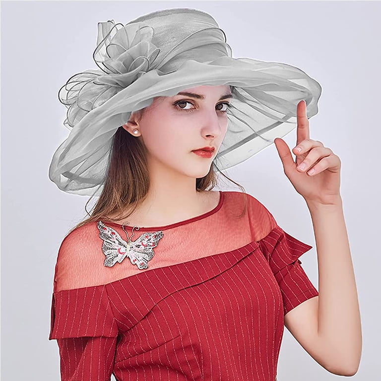 Women Girl Tea Party Fascinator Hat Organza Veil Dress Hat Cap, Red 2026 Derby Hats for Women Girls Ladies, Organza Church Tea  main image 3