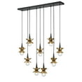 thumbnail image 3 of Portinatx 9-Light Linear Chandelier in Satin Black with Hammered Gold, 3 of 5