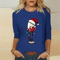 thumbnail image 2 of Bcresic Merry Christmas Shirts for Women 2024 Casual Glitter Red Wine Glass Graphic Tees Santa Hats Printed Tshirt Trendy 3/4 Sleeve Tops Fall Crewneck Tunic Blouses Clothes,#03_Blue,XX-Large, 2 of 4