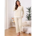 thumbnail image 2 of DARING DIVA Women's Soft Waffle Cotton Pajamas Long Sleeve with Pants Set L Apricot, 2 of 7