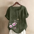 thumbnail image 1 of Blouses pour Femmes, Haut Décontracté en Lin Imprimé à Manches Courtes avec Boutons, 1 of 3