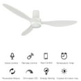 thumbnail image 4 of Smaair 52"  White Low Profile Ceiling Fan with Light LED 3 Blades Remote by Wifi APP, 4 of 8