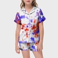 thumbnail image 5 of JUMEYU Summer Pajamas for Girls Girls Clothes Trendy Tie Dye Pajamas 2-Piece Shirt & Shorts PJ Set Size 12-13 (D,12-13 Years), 5 of 5