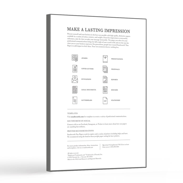 Southworth White Resume Paper, 8.5" x 11", 100 Sheets photo 3