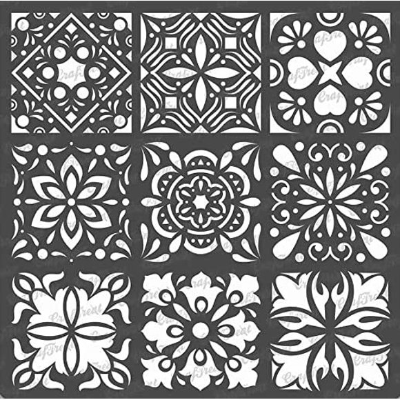CrafTreat Tuiles Mini Réutilisables - 6x6 Pouces - Pochoirs d'Art et d'Artisanat DIY pour Bois, Toile, Papier, Tissu, Plancher, Mur