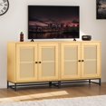 thumbnail image 3 of Wooflex Cabinet with Breathable Holes for Improved Air Circulation, Magnetic Door, Rattan, Brown Wood, 3 of 10