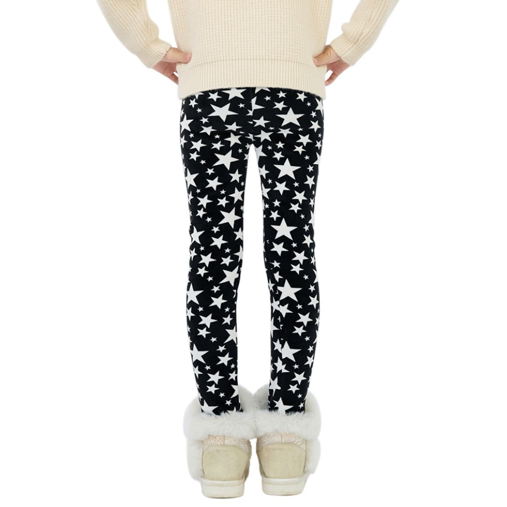 Pretty Comy Girls Winter Warm Fleece Lined Leggings Kids Thick Velvet