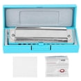 thumbnail image 1 of 10‑Hole Harmonica Blues Bb Key Harp Wind Musical Instrument Beginner Practice AM‑20DBlue, 1 of 4
